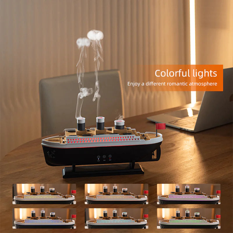 TitanMist™ Steamship Diffuser – LED Cool Mist Humidifier & Aromatherapy