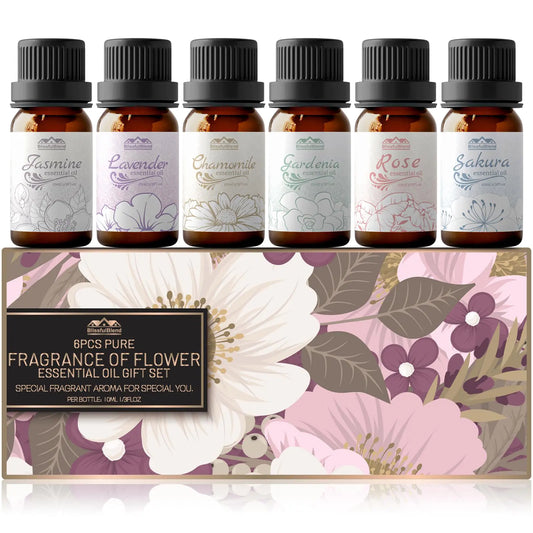 TitanMist™ 6-Pack Floral Essential Oils – For Diffusers, Candles & Self-Care